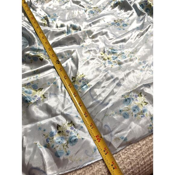 Cottagecore Satin Nightgown XXL Blue Floral Lace Trim Slip Sleepwear Lingerie - Picture 7 of 9